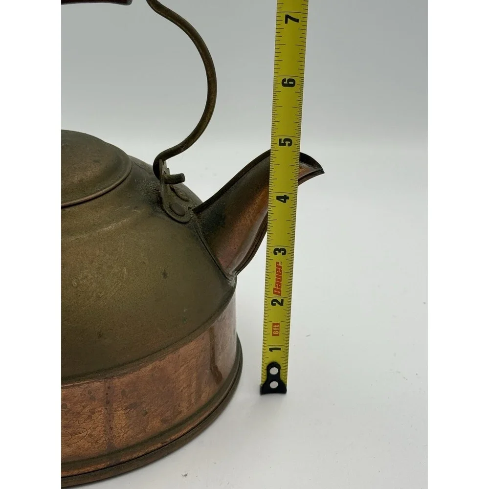 Vintage Revere Ware Copper Kettle USA Made Patina Wood Handle Primitive Cottage